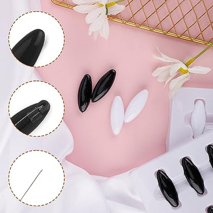 16pcs Scarf Safety Pins, Colorful Hijab Pins with Box Fashion Plastic Cover Hijab Pin Pack for Women Muslim Girls (White, Black)