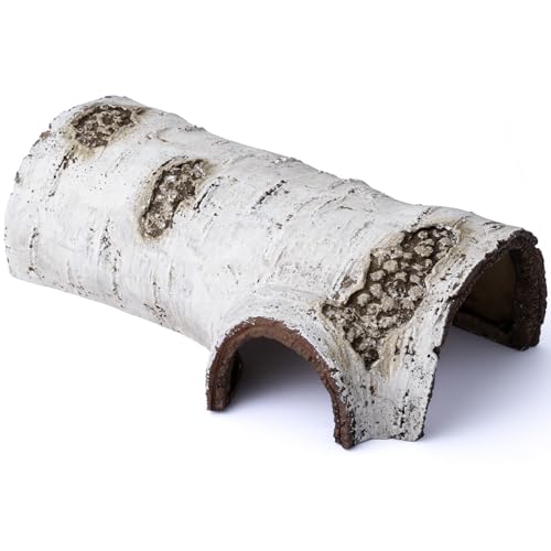 Natural Reptile Hide Basking Platform, Hideout Decor for Aquarium, Fish Tank, Bearded Dragon, Gecko, Shrimp, Betta (Glow-in-the-Dark Birch Tree Hiding Cave, Large) - color: Glow-in-the-Dark Birch Tree Hiding Cave, size: Large