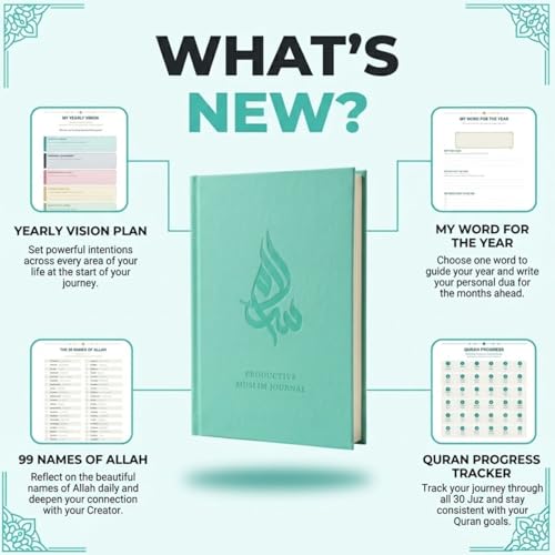 Salam Journal, Islamic Daily Planner with Prayer Tracker, Daily Hadith and Duas, Undated Layout with 6 Month Coverage, Ramadan and Eid Gift for Muslims, Ramadan Planner (Mint Green) - color: Mint Green