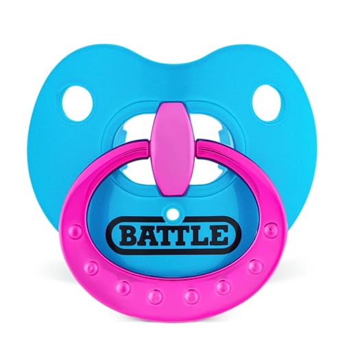 Battle Sports Binky Oxygen Football Mouthguard - Detachable Strap, Maximum Breathability, Works with Braces & No Boiling Required - color: Chrome Blue/Pink
