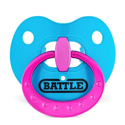 Battle Sports Binky Oxygen Football Mouthguard - Detachable Strap, Maximum Breathability, Works with Braces & No Boiling Required - color: Chrome Blue/Pink
