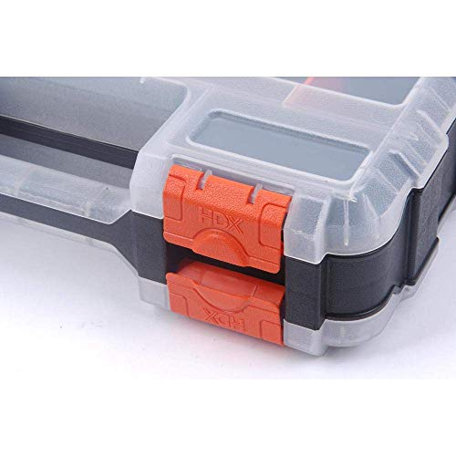 HDX 320028 34-Compartment Double Sided Organizer with Impact Resistant Polymer and Customizable Removable Plastic Dividers,Black/Orange