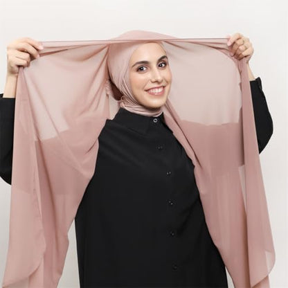 Instant Chiffon Hijab Set 3-in-1 Hijabs Scarf with Built-in Magnets and Undercap Head Wraps with Modal Cap - color: 4 #