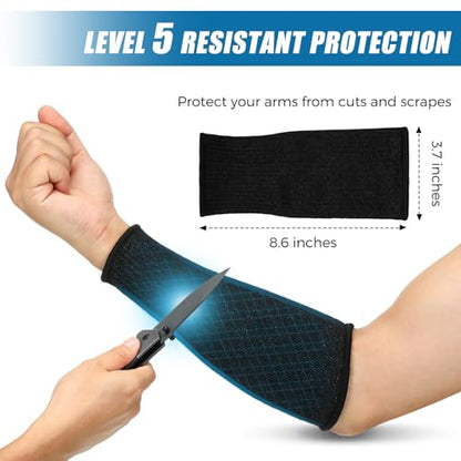 2 Pairs Cut Resistant Sleeve Arm Protection Sleeves Level 5 Protection Safety Protective Sleeves for Men Women (Black, 8.6 x 3.7 Inches) - color: Black, size: 8.6 x 3.7 Inches