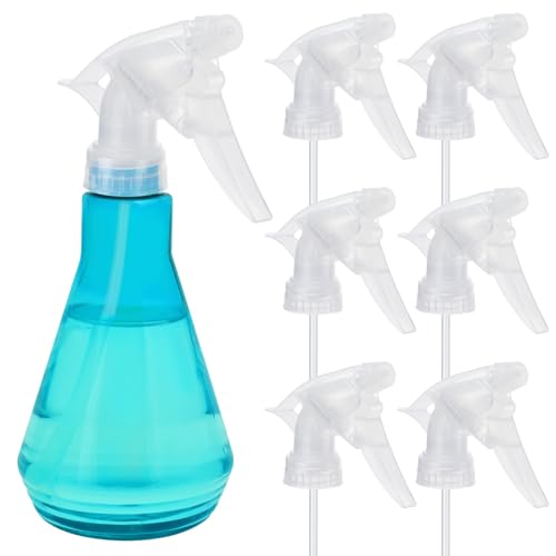 6Pcs 3 Modes Spray Bottle Nozzles Replacement Fit Standard 28/400 Neck | MADHOLLY DIY-Friendly Sprayer Tops, Mist/Stream/Off, Cuttable Tube for 8/16/32oz Bottle, for Plants, Hair, Cleaning - color: Clear