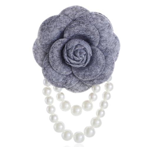 Vintage Camellia Pearl Tassel Brooches Bracelet Bohemian Pearl Safety Pins Bracelets Flower Hairpin Headpieces Shawl Pins Dainty Elegant Lapel Pin Wedding Party Dress Accessories for Women - color: Gray