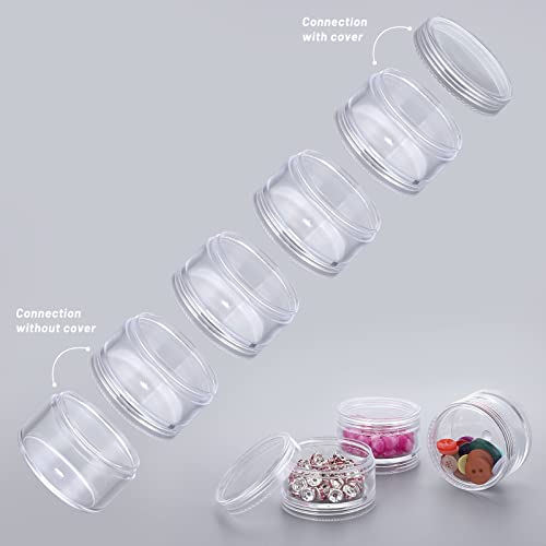 Hipiwe 4 Set 5-Layer Jewelry Bead Containers Small Clear Plastic Sample Jar | 30ml Empty Jars with Screw Lid, Makeup Sample Box for Travel, Beads Organizer for Sewing Pills Art Craft Accessories - size: 4Packs 1.9"D x 4.8"H