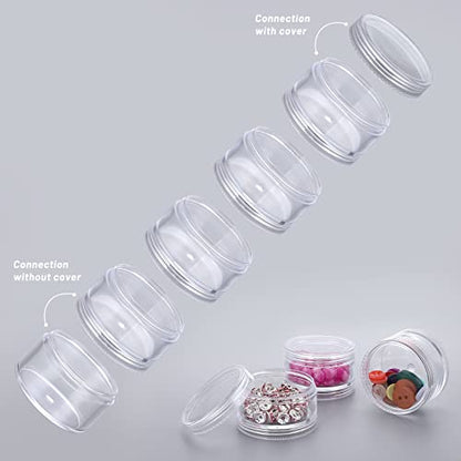 Hipiwe 4 Set 5-Layer Jewelry Bead Containers Small Clear Plastic Sample Jar | 30ml Empty Jars with Screw Lid, Makeup Sample Box for Travel, Beads Organizer for Sewing Pills Art Craft Accessories - size: 4Packs 1.9"D x 4.8"H