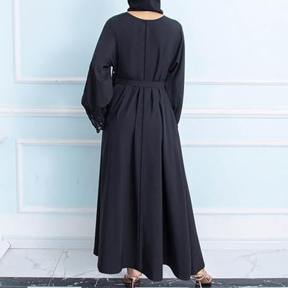 Lmdudan Muslim Dresses - Ladies Robe Dress Islamic Abaya - Cotton Linen Dress - Stripe Conservative Prayer Clothes - color: 🔥2024 Amazon Essentials🔥-3*black, size: X-Large