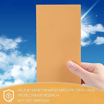 Taobary #7 1000 Pack Money Envelopes for Cash, Golden Kraft Paper, 7 - color: Golden Kraft Paper