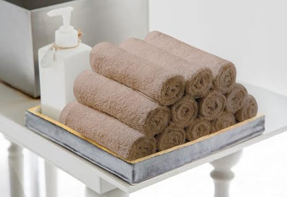 Avalon Towels Salon Towel - Beige Hand Towels Bulk Pack of 24 - 100% Cotton Absorbent Spa, Facial & Gym Towel for Working Out - 16x27 Inches (Not Bleach Proof) - color: Beige
