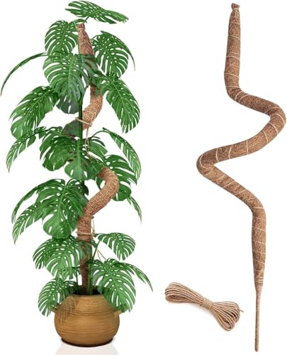 35 Inch Moss Pole for Plants, Bendable Moss Pole for Plants Monstera, Tall Moss Poles for Climbing Plants Indoor, LargeSupport, Garden Trellis Stick Stakes - size: 35 Inch