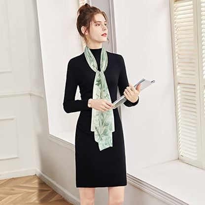 E-Clover Women Soft Floral Print Shawl Chiffon Sheer Scarf - color: Green Flowers