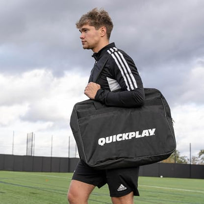 QUICKPLAY Adjustable Speed Hurdles Set of 6 - Soccer Training Hurdles for Agility Drills, 6in 9in 12in Height Settings, Portable Football Agility Hurdles with Carry Bag | 3-in-1 heights: 6, 9 & 12 in, Quick-click adjust, Footwork & plyometric drills, Port