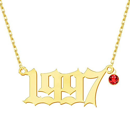 Custom Name Necklace Personalized, 18K Gold Plated Customized Nameplate Necklace Dainty Jewelry Gift for Women, Bridesmaid - color: Number-Name Necklace with Birthstone