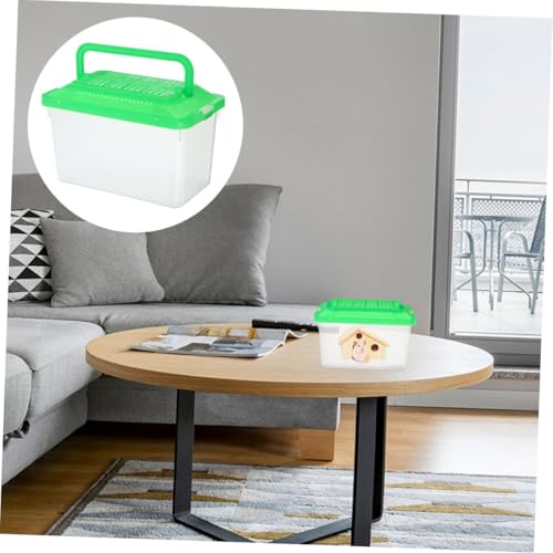 minkissy 2pcs Portable Pet Transport Box for Reptiles and Fish, Medium Green Plastic Turtle Terrarium and Travel Breeding Tank for Small Pets