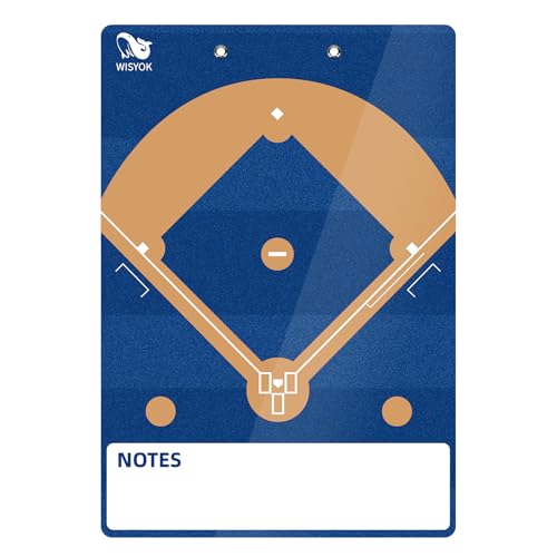 WISYOK Double-Sided Dry Erase Baseball Clipboard for Coaches, Baseball Coaching Lineup Board with Marker Blue - style: Baseball Blue