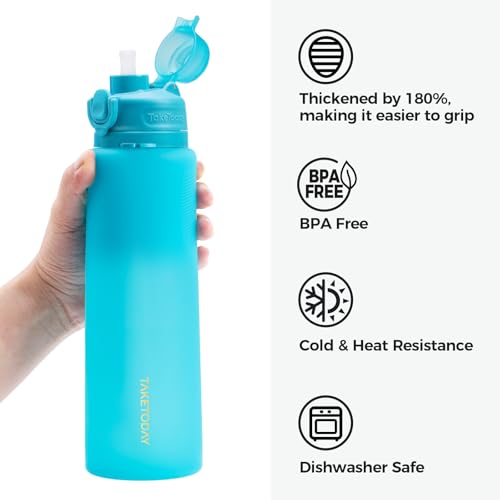 TakeToday Collapsible Water Bottles, Foldable for Travel, 32oz, Blue - color: Blue