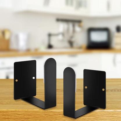 Pot Lid Holder Stainless Steel Wall Mounted 3M Self Adhesive, Also for Bathroom Scale Holder & Cutting Board, Pan Cover Racks Freely Adjustable Length (Set of 4, Black) - color: Black
