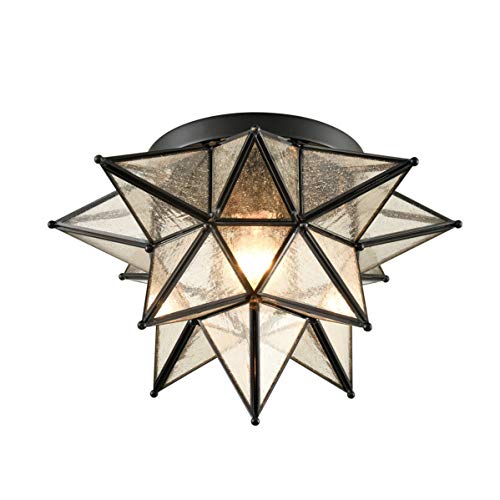 DAYCENT Black Moravian Star Light Fixtures Flush Mount 15-Inch - color: Black, size: 15-In