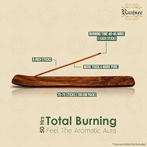 Raajsee Jasmine Flower Natural Incense Sticks 100 Gm Pack-100% Pure Organic Natural Hand Rolled Free from Chemicals-Perfect for Church,Aroma Therapy,Relaxation,Meditation,Positivity,Healing 100gm Pack - color: Jasmine