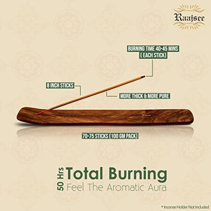 Raajsee Jasmine Flower Natural Incense Sticks 100 Gm Pack-100% Pure Organic Natural Hand Rolled Free from Chemicals-Perfect for Church,Aroma Therapy,Relaxation,Meditation,Positivity,Healing 100gm Pack - color: Jasmine