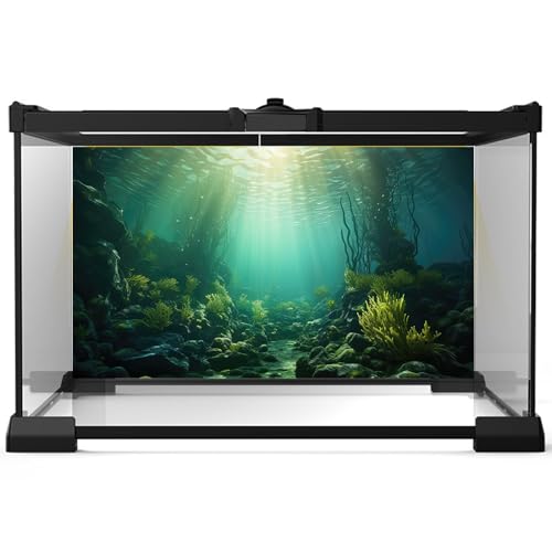 Ocean Aquarium Background Underwater Kelp Forests Fish Tank Background Under The Sea Aquatic Plants Sunrays Reptile Fish Tank Backgrounds Ocean Bed Rock Seagrass Aquarium Backgrounds 24x12in - color: Peak Green, size: 24(W)x12(H)inches/ 60(W)*30cm(H)
