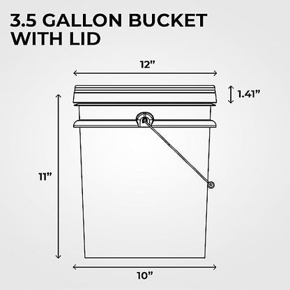 3.5-Gallon White Bucket Pail Container with Lid | Food Grade | Heavy-Duty Approx 90 MIL Extra Durable | Metal Handles with Plastic Grip | Multi-Use | Easy Stack and Store | BPA Free - 2 Pack - color: White - 3.5 Gallon, size: 2 Packs