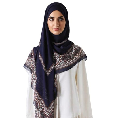 K-Elewon Large Square Scarf 51" Headscarf Chiffon Fashion Scarves Turbans Hair Wrapping Scarfs - color: A-navy