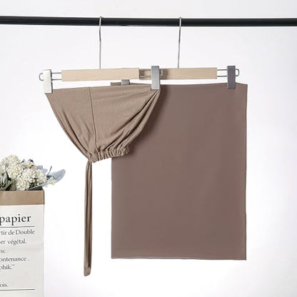 Matched Hijab and Undercap Set, Chiffon Muslim Head Scarf for Women, A Perfectly Decent Combination - color: Taupe