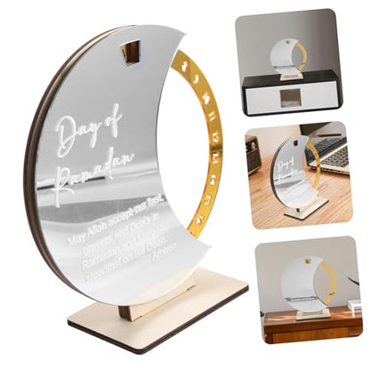 Angoily Ramadan Countdown Calendar Wooden Advent Reminder Decoration for Elegant Rotating