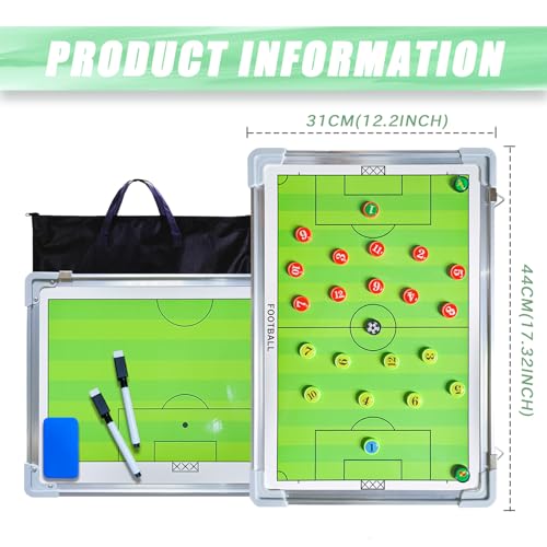Pure Vie Portable Magnetic Soccer Coaching Board Football Tactics Clipboard | Soccer Strategy Whiteboard for Coaches Training and Matches, Dry Erase Board with Magnet, Pen Football Sport Coach Must Haves - color: #1