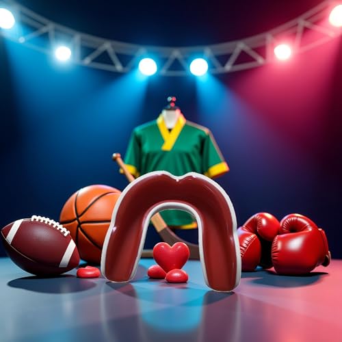 Red Mouth Guard, Sports Mouth Guard Mouthguard for Football, Basketball, Hockey, MMA, Boxing, Jiu Jitsu, Adult & Youth Red&White Adults Mouthguards