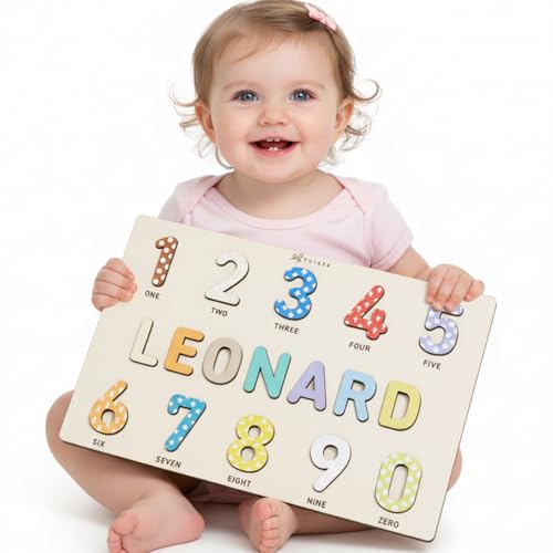 Personalized Wooden Name Puzzle for Kids Personalized Baby Name Puzzle for Toddlers Personalized Baby Gifts First Birthday Gift Wooden Puzzles Custom Toddler Learning - Set 1 - style: Numbers - 10 Figures
