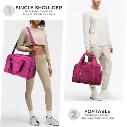 SeaRock 14 inch Small Gym Bag for Men & Women, Mini Duffle Bag with Shoe Compartment, Carry On Duffel Bag for Travel Sports, Rose Pink - color: Rose Pink
