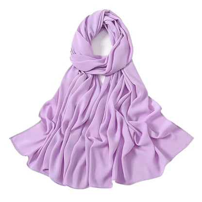 Heavy Not Easily See Through Long Chiffon Hijab Scarf for Women, Amazing Smooth Muslim Head Scarves - color: Lilac