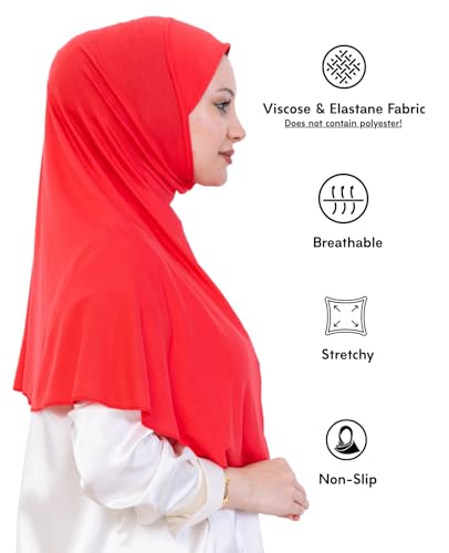 Prien Ready Hijab For Women, One Piece Muslim Instant Turban, Easy To Wear Long Head Scarf, Turkish Islamic Clothes For Abaya - color: Brink Pink