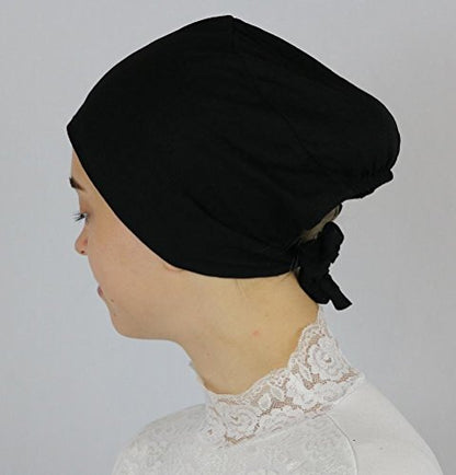 Modefa Islamic Women's Non-Slip Cotton Hijab Bonnet Cap Underscarf - color: Black
