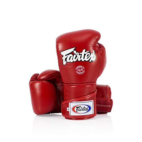 Fairtex BGV6 Angular Boxing Gloves, Locked Thumb Muay Thai MMA Kickboxing | Premium synthetic body with triple-layer foam padding. Joint protection and firm wrist support safeguard hands on heavy bags - color: Red, size: 12oz