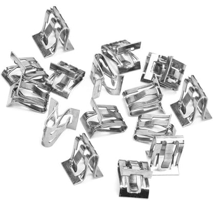 15 PCS Dashboard Trim Clip, A-Pillar U-Shaped Liftgate Trim Panel Fastening Buckle, Metal Rust-Proof Decorative Fixing Clips Replacement, Universal for Most Cars Repair Accessories (Silver)