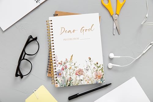 Floral Christian Notebook Journal - Dear God Prayer Journal,Christian Gifts for Women, Bible Journal Notebooks for Note Taking, Bible Journaling Notebook, Spiral Notebook 5.5x8.3 - color: 13-Christian-notebook