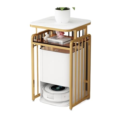 Living Room Sweeper Robot Shelf Organizer Drinking Fountain Shelf Fish Tank Cabinet Coffee Table Shelf Multifunctional(Gold,50x40x85cm) - color: Gold, size: 50x40x85cm