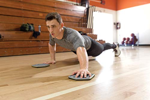 SKLZ Slidez Dual-Sided Exercise Glider Discs for Core Stability Exercises for Hands & Feet, Court Use, grey - style: Court