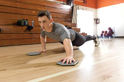 SKLZ Slidez Dual-Sided Exercise Glider Discs for Core Stability Exercises for Hands & Feet, Court Use, grey - style: Court
