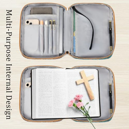 Bible Cover Case for Women Large Bible Cover for Girls Bible Study Supplies Accessories with Handle and Shoulder Strap | Durable - color: Bohemian