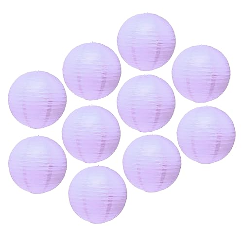 Mudra Crafts Lavender Paper Lanterns Wedding Party Decorations - 12 in 10 Round Hanging Ceiling Lanterns, 10 Pack, Decorative Lamp Shades - color: Lavender, size: 12 Inches