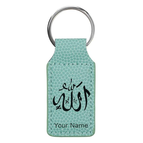 LaserGram Rectangle Keychain, Allah 1, Personalized Engraving Included (Basketball Teal) - color: Basketball Teal