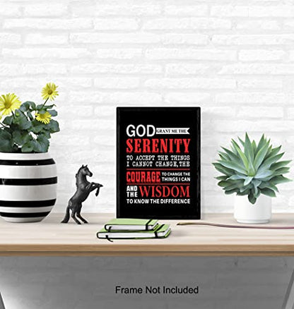 Serenity Prayer Wall Art Print - AA Recovery Poster 8x10 Unframed | Serenity Prayer Wall Decor, Recovery Gift Ideas, Sobriety Gifts For Women, Twelve Step Program Art, Addiction Recovery Decor