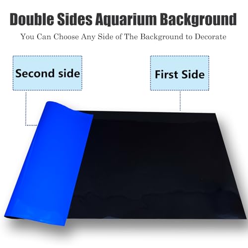 XCNO Aquarium Background for Fish Tank Wallpaper Black Blue Poster 12x33 in | Double-Sided Solid Colors, Glue-Free, Smooth Surface, Waterproof PVC, Easy to Intall and Clean, Simple to Trim, Reusable - size: 11.6" H x 33" L