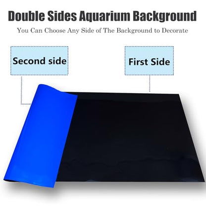 XCNO Aquarium Background for Fish Tank Wallpaper Black Blue Poster 16x33 in | Double-Sided Solid Colors, Glue-Free, Smooth Surface, Waterproof PVC, Easy to Intall and Clean, Simple to Trim, Reusable - size: 15.6" H x 33" L